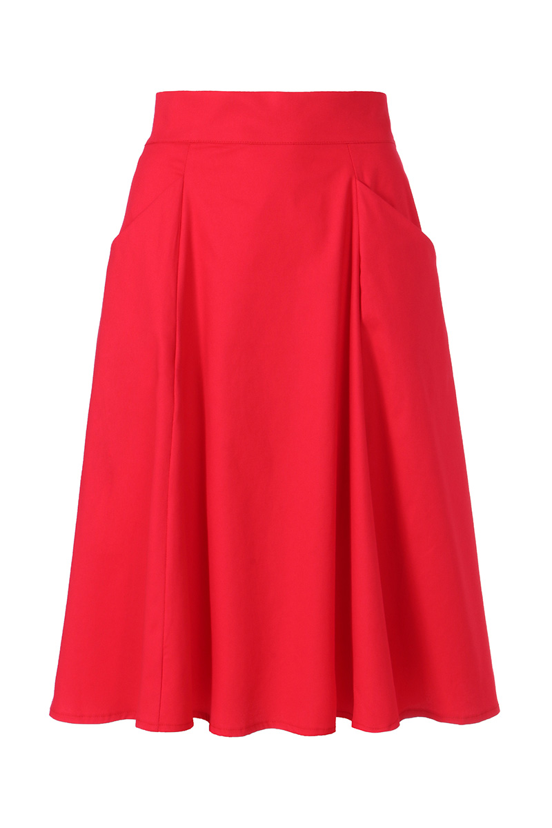 חצאית אליס בצבע אדום קורל