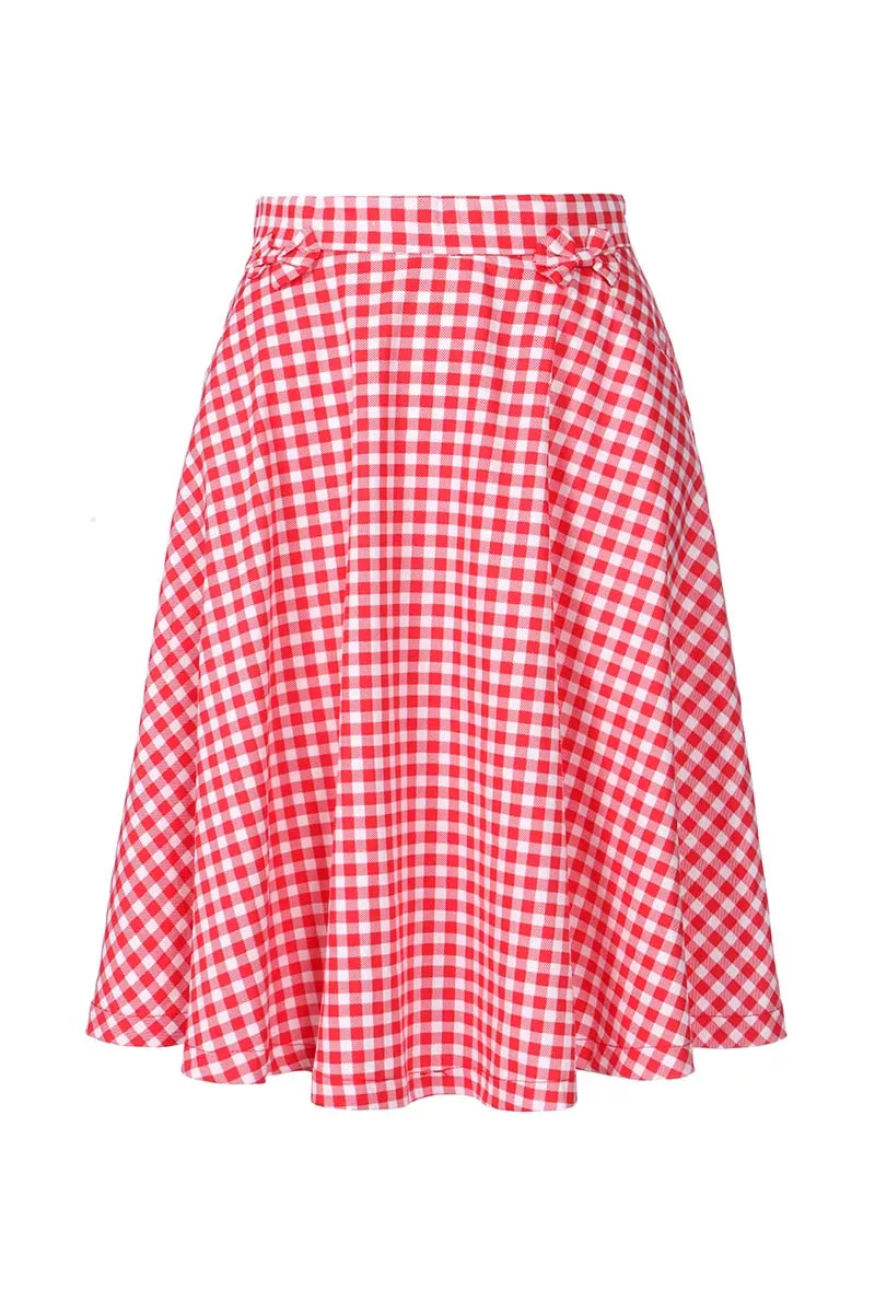 חצאית פאני בצבע אדום משבצות