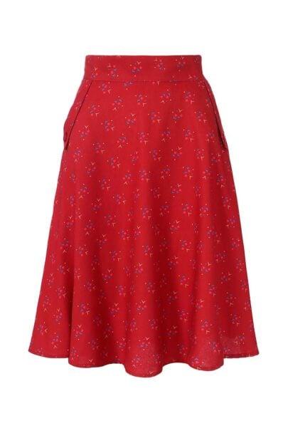 חצאית לוסי בצבע אדום פרחים