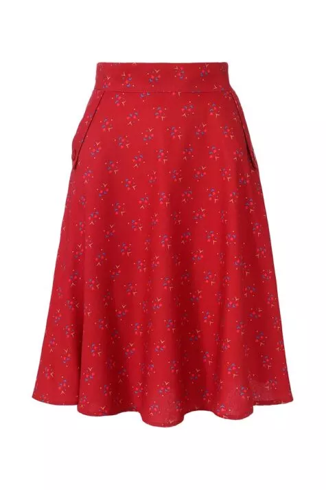 פקשוט - חצאית לוסי - אדום פרחים